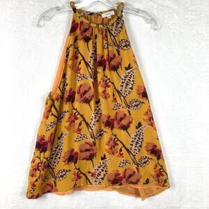 A.L.C. Womens 14 Kinsa Yellow Floral Silk AOP Top Blouse Chiffon Preppy Boho